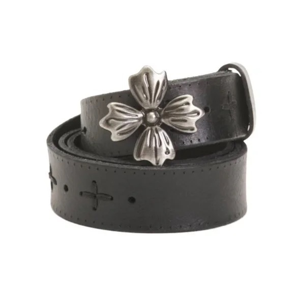 Patricia Nash Accessories - PATRICIA NASH | Black Leather Astrid Belt With Signature Floret Buckle